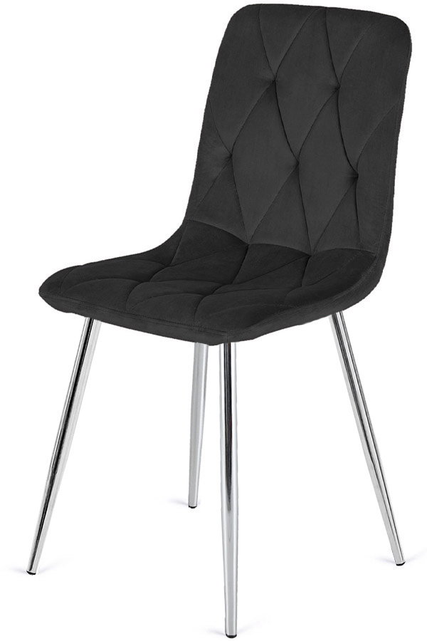 Krzeso tapicerowane BORGO VELVET BLACK SILVER